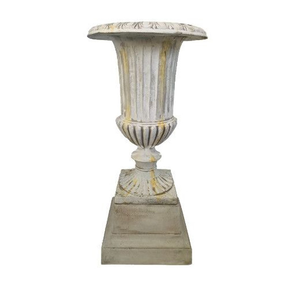 Bordeaux Urn & Plinth Antique White Bordeaux Urn & Plinth Antique White