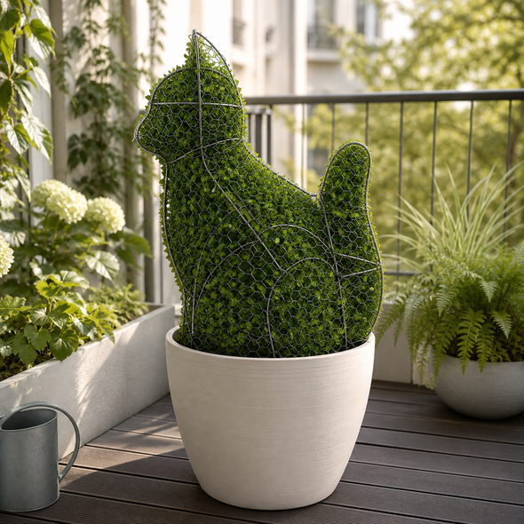 Cat Topiary Frame Silver