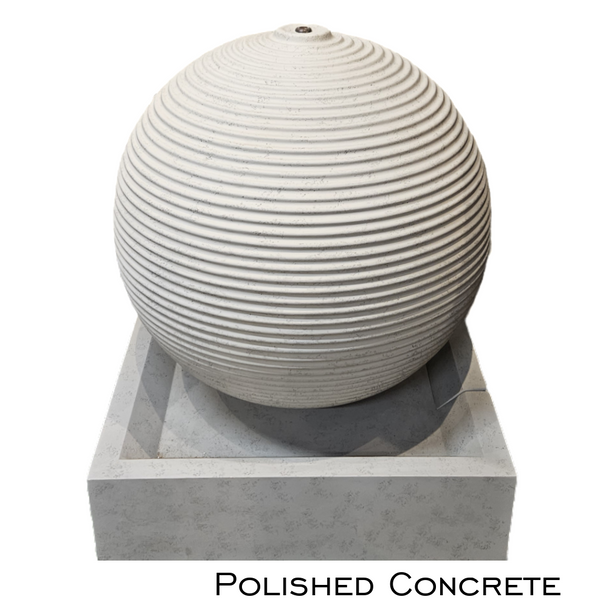 Ribbed Sphere Fountain Polished Concrete