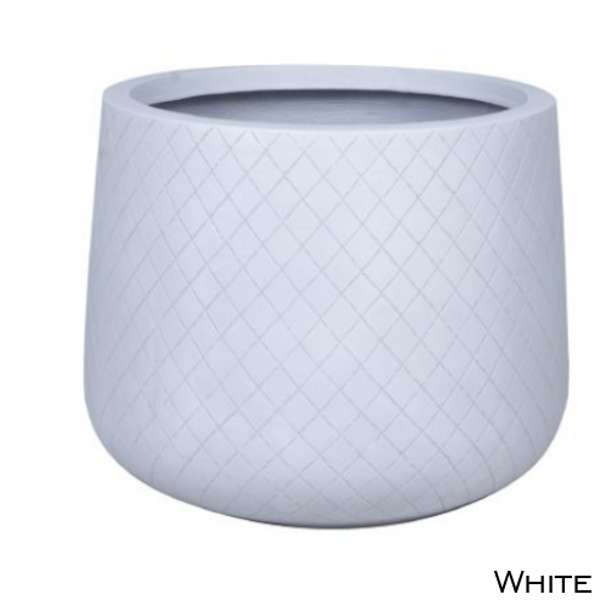 Glasters Diamond Drum Planter White