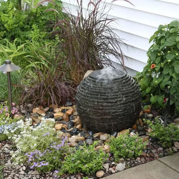 Stacked Slate Sphere Landscape Fountain Kit