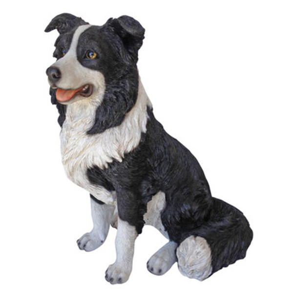 Sheepdog Statue Playing Large Black & White
