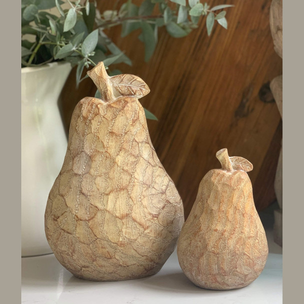 Wooden Pear Statue
Tan