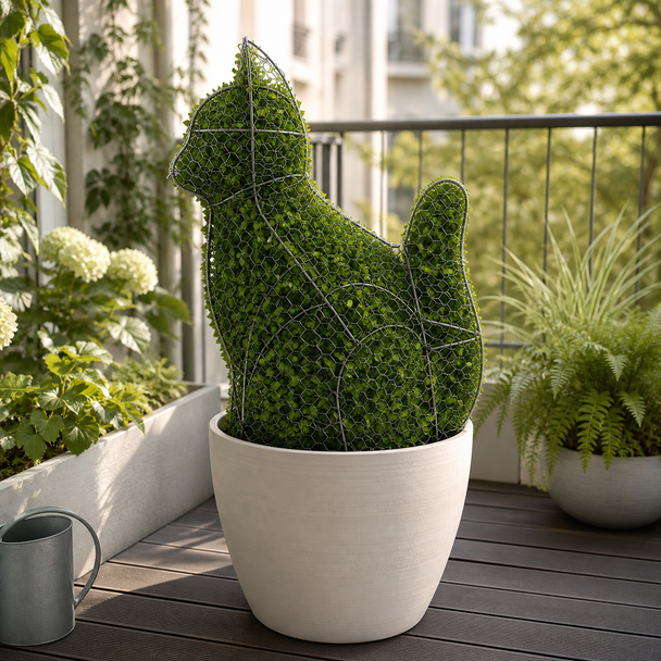 Cat Topiary Frame Silver