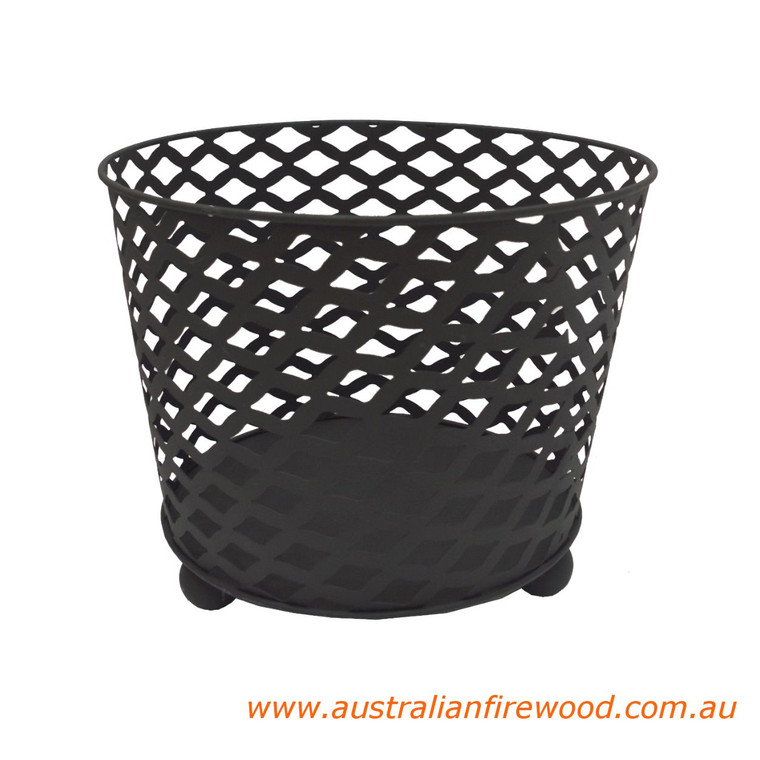 Round Fire Pit Basket with Fee 38cm Black