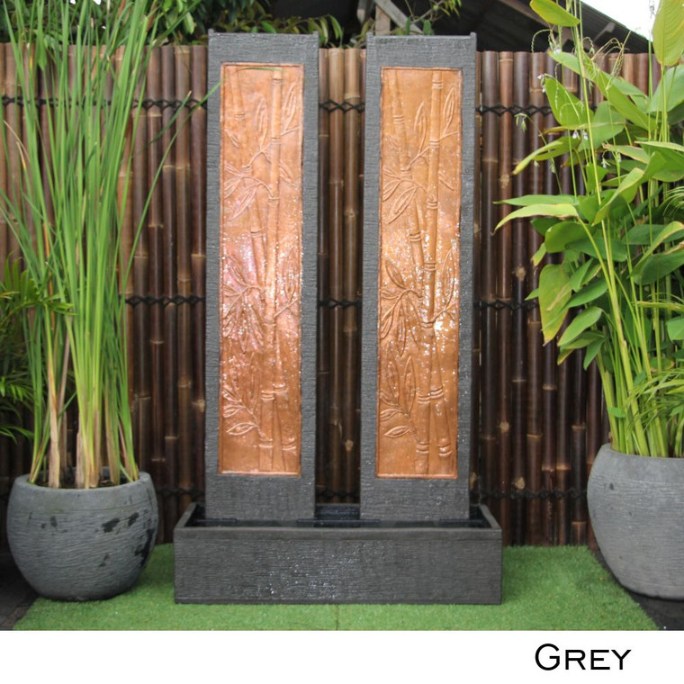 Twin Panel Bamboo Copper Wall Fountain Grey