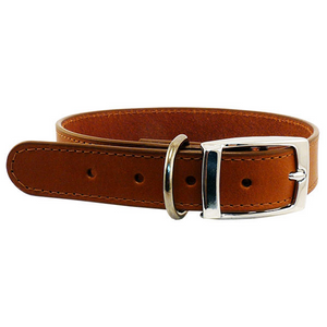 Beau PetsLeather Stitched 12mmx35cm Collar - Cognac