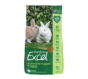Burgess Excel Adult Rabbit Nuggets With Mint, food for adult rabbits that’s high in fibre and rich in nutrients. Burgess Excel Adult Rabbit Nuggets With Mint, food for adult rabbits that’s high in fibre and rich in nutrients.
