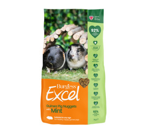 Burgess Excel Guinea Pig Nuggets with Mint, A delicious, complementary food for guinea pigs that is high in fibre and Vitamin C and rich in nutrients.