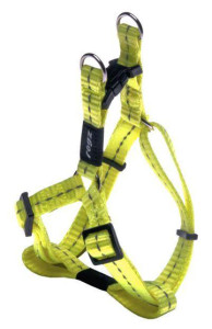 Rogz Step-In-Harness - Dayglow Yellow, The Rogz Step-In Harness is made from a soft webbing with various adjustable areas. This allows you to ensure a comfortable and easy fit for your dog. It’s a simple step in and buckle up.