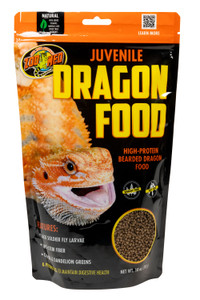 Zoo Med Natural Bearded Dragon Food with Probiotics, for juvenile Bearded Dragons, Zoo Med’s crunchy Juvenile Dragon Food makes feeding easy and allows a tailored diet for bearded dragons’ age-specific needs. The diet features calcium-rich black soldier fly larvae and enticing mango fruit. We included bearded dragon favorites like clover and dandelion greens, with Miscanthus grass to provide important long-stem fiber. Zoo Med Natural Bearded Dragon Food with Probiotics, for juvenile Bearded Dragons, Zoo Med’s crunchy Juvenile Dragon Food makes feeding easy and allows a tailored diet for bearded dragons’ age-specific needs. The diet features calcium-rich black soldier fly larvae and enticing mango fruit. We included bearded dragon favorites like clover and dandelion greens, with Miscanthus grass to provide important long-stem fiber.