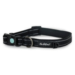 Huskimo Trekpro Collar, Reflective nylon to keep your dog visible and safe, Tough fully welded ID ring, Safety buckle with lock, neoprene chafing protection,