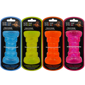 Scream Xtreme Treat Bone - Green, Scream Xtreme treat Bones are designed xtremely tough for Xtreme chewers. Stuff them with treats or use them on their own for hours of fun ! Vanilla scented. Scream Xtreme Treat Bone - Green, Scream Xtreme treat Bones are designed xtremely tough for Xtreme chewers. Stuff them with treats or use them on their own for hours of fun ! Vanilla scented.