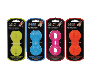 Scream Xtreme Treat Dumbbell - Pink, Scream Xtreme® Treat Dumbbells are designed xtremely tough for Xtreme chewers. Stuff them with treats or use them on their own for hours of fun. Scream Xtreme Treat Dumbbell - Pink, Scream Xtreme® Treat Dumbbells are designed xtremely tough for Xtreme chewers. Stuff them with treats or use them on their own for hours of fun.