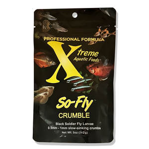 Xtreme So-Fly Crumble 142g, Fish love eating insects, larvae and flies in the wild, and Xtreme So-Fly Flakes provide your prized aquarium fish with the closest thing to an all-natural diet but in a clean and easy-to-use format. Xtreme So-Fly Crumble 142g, Fish love eating insects, larvae and flies in the wild, and Xtreme So-Fly Flakes provide your prized aquarium fish with the closest thing to an all-natural diet but in a clean and easy-to-use format.