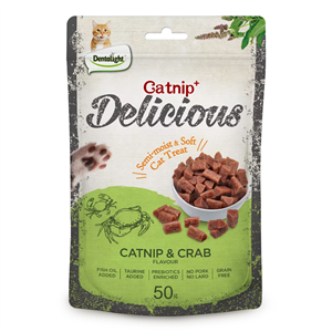 Dentalight Cat Treat Catnip and Crab Flavour 50g, These treats are grain-free, contain no pork or lard, and include catnip to entice your feline friend. Dentalight Cat Treat Catnip and Crab Flavour 50g, These treats are grain-free, contain no pork or lard, and include catnip to entice your feline friend.
