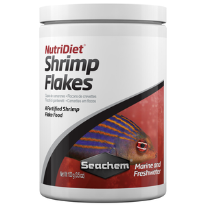Seachem Nutridiet Shrimp Flakes with Probiotics, NutriDiet® Shrimp Flakes is a premium and nutritionally balanced diet formulated to meet the requirements of marine and freshwater fish.