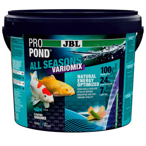 JBL PROPOND All Seasons Variomix 5.5l (800g), The JBL PROPOND ALL SEASONS range offers you the choice of sticks, granulates or flakes. JBL PROPOND All Seasons Variomix 5.5l (800g), The JBL PROPOND ALL SEASONS range offers you the choice of sticks, granulates or flakes.