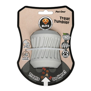 Pet One Blitz Rubber Treat Tumbler - Medium, Designed to challenge, made to last, and perfect for play. Pet One Blitz Rubber Treat Tumbler - Medium, Designed to challenge, made to last, and perfect for play.
