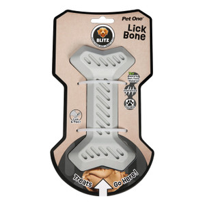 Pet One Blitz Rubber Lick Bone, Easy to clean by hand or in the dishwasher, with no hidden spots for residue to build up. Pet One Blitz Rubber Lick Bone, Easy to clean by hand or in the dishwasher, with no hidden spots for residue to build up.