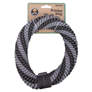 Pet One Dog Toy Blitz Braided Ring Grey