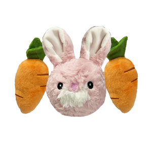 Front and unpackaged Smooshables Triple Pack Bunny with two carrots