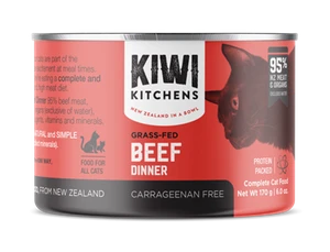 Front Kiwi Kitchens Wet Cat Dinner Beef - 170g Tin