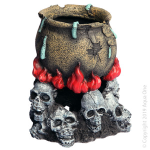 Aqua One Ornament - Skull Fire With Couldron 11x11x13cmh Aqua One Ornament - Skull Fire With Couldron 11x11x13cmh