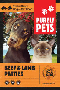 Purely Pets Beef And Lamb Patties 3kg Purely Pets Beef And Lamb Patties 3kg