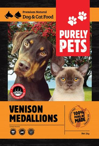 Purely Pets Venison Medallions 1kg Purely Pets Venison Medallions 1kg