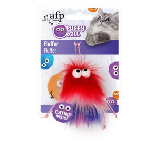 All For Paws Furry Ball Cat Fluffer - Red All For Paws Furry Ball Cat Fluffer - Red