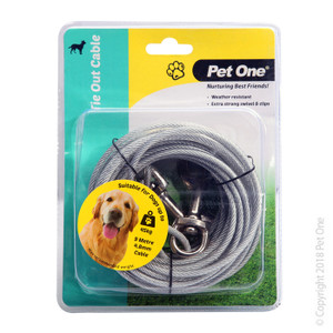 Pet One Tie Out Cable 9m 4.8mm For Dogs Up To 45kg Pet One Tie Out Cable 9m 4.8mm For Dogs Up To 45kg