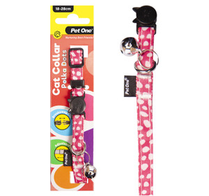 Pet One Cat Collar 18-28cm Polka Dots - Pink