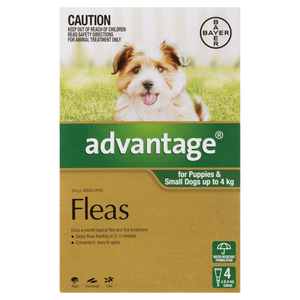 Advantage For Small Dogs & Puppies Less Than 4kg - 4pk