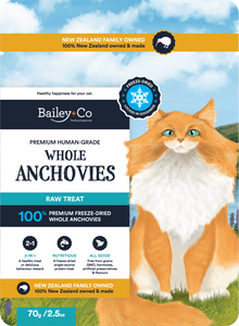 Bailey+Co Freeze Dried Premium Human grade Anchovy Raw Cat Treat 70 Bailey+Co Freeze Dried Premium Human grade Anchovy Raw Cat Treat 70