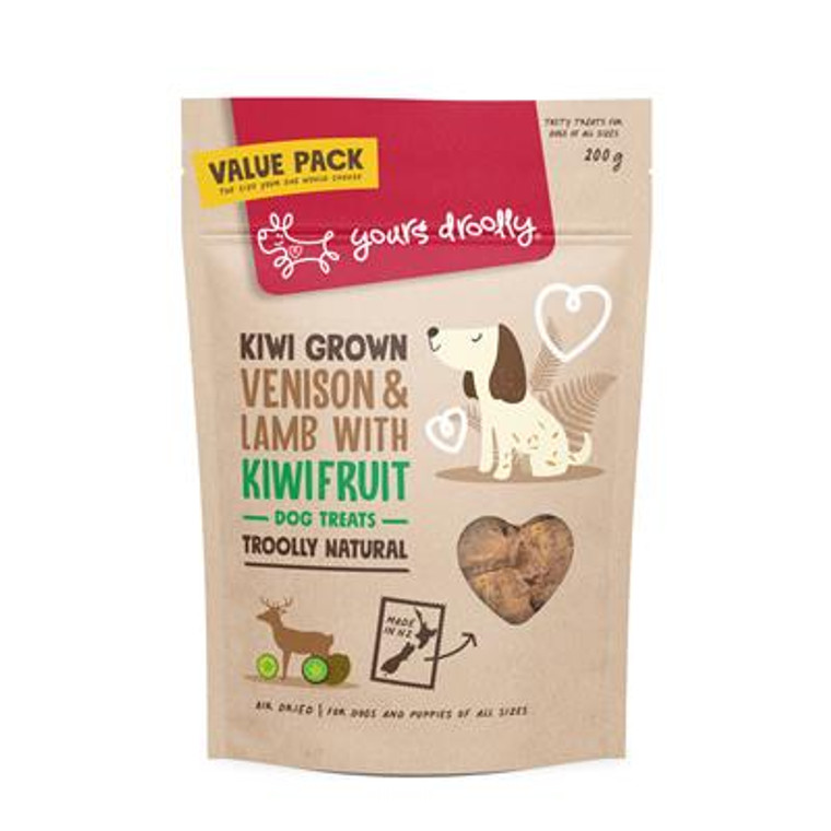 Yours Droolly Kiwi Grown Treats - Venison, Lamb & Kiwi Fruit flavoured dog treats