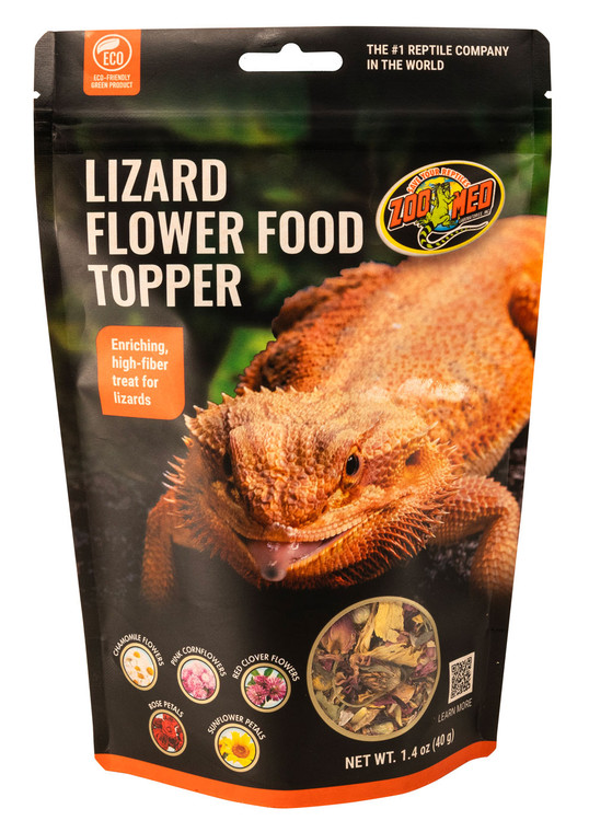 Zoo Med Lizard Flower Topper, Zoo Med’s Lizard Flower Food Toppers are a medley of five flower varietals that will enrich your lizard’s senses with new colors, smells, and flavors. They are also an excellent way to add fiber to your lizard’s diet to help promote a healthy gut.