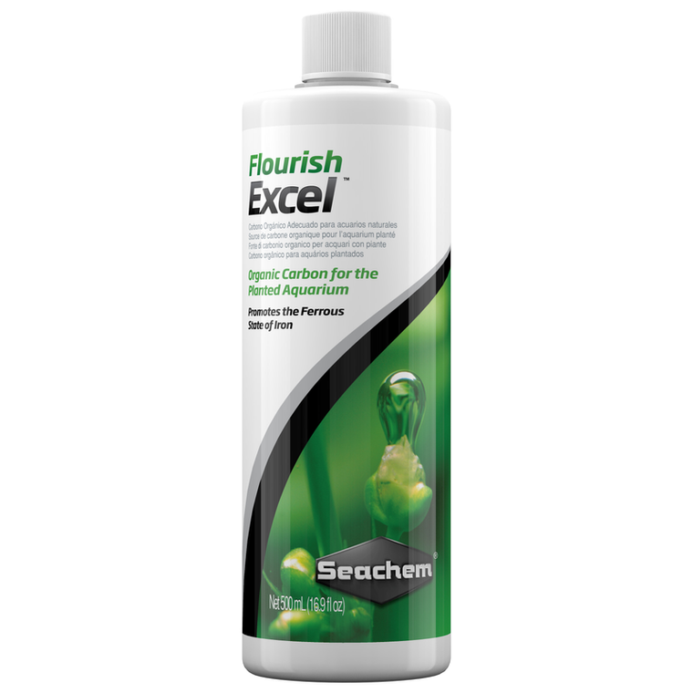 Seachem Flourish Excel, Flourish Excel is a source of bioavailable organic carbon. All plants require a source of carbon. This is typically obtained from CO2, but, may also be derived from simple organic compounds (such as photosynthetic intermediates).