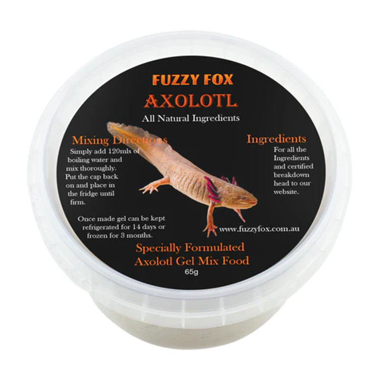 Fuzzy Fox Axolotl Gel Food, product image of gel food for axolotls. Fuzzy Fox Axolotl Gel Food, product image of gel food for axolotls.