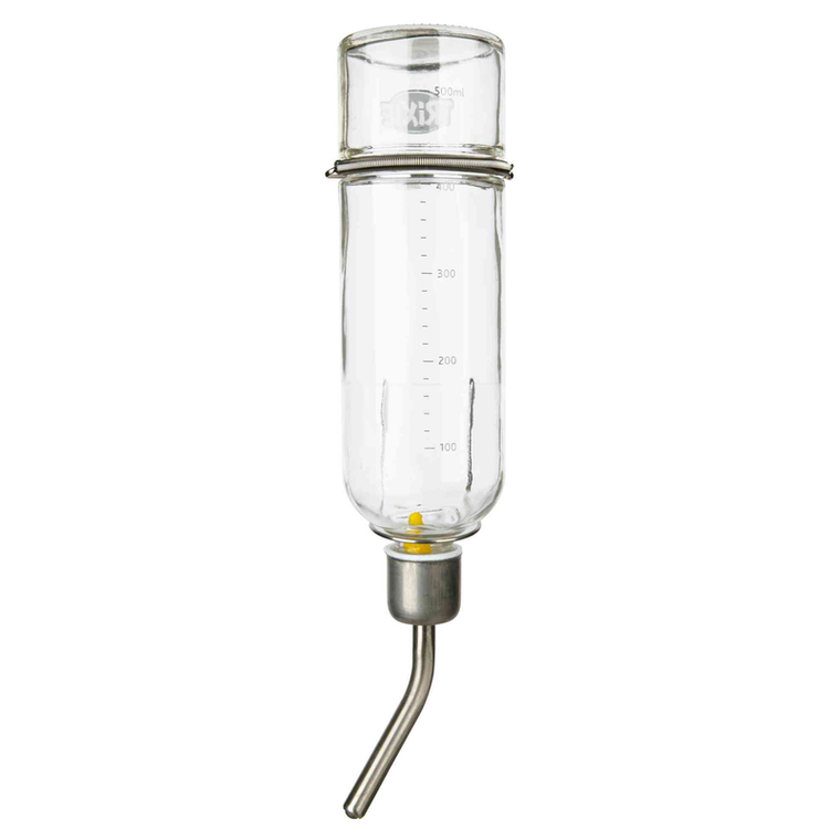 Trixie Water Bottle, Glass - 500ml, Water bottle for rabbits and small rodents.