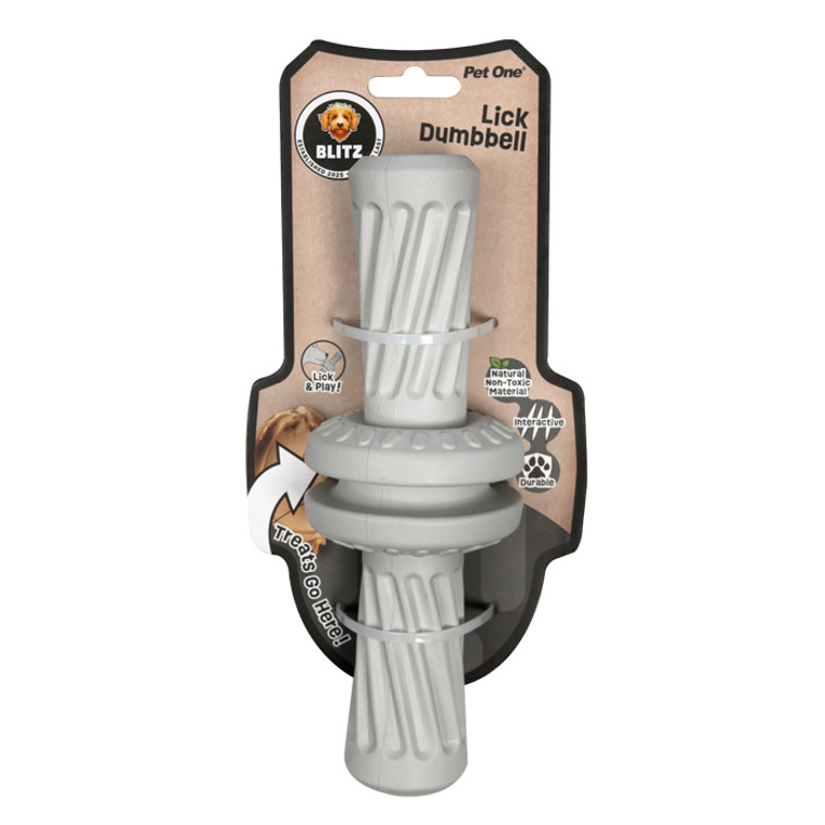 Pet One Blitz Rubber Lick Dumbell - Large, Designed to challenge, made to last, and perfect for play.