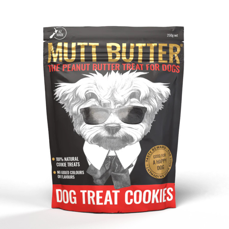 Mutt Butter Dog Treat Cookie Original, peanut butter baked cookies for dogs.