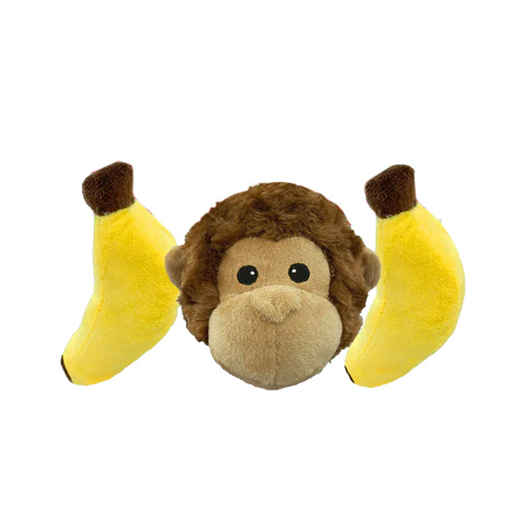 Front of Smooshables Triple Pack Monkey and Banana plush dog toy