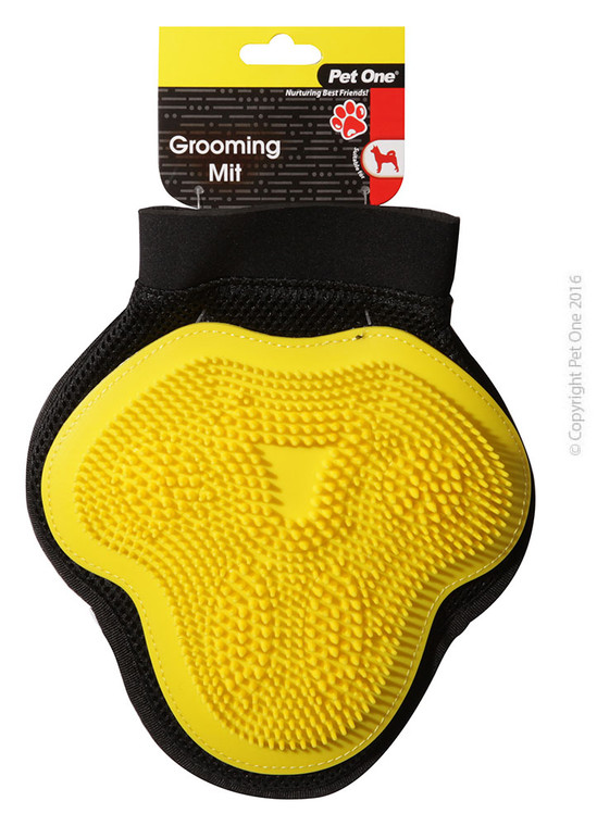 Front of Pet One Grooming Mitt - Medium | Yellow