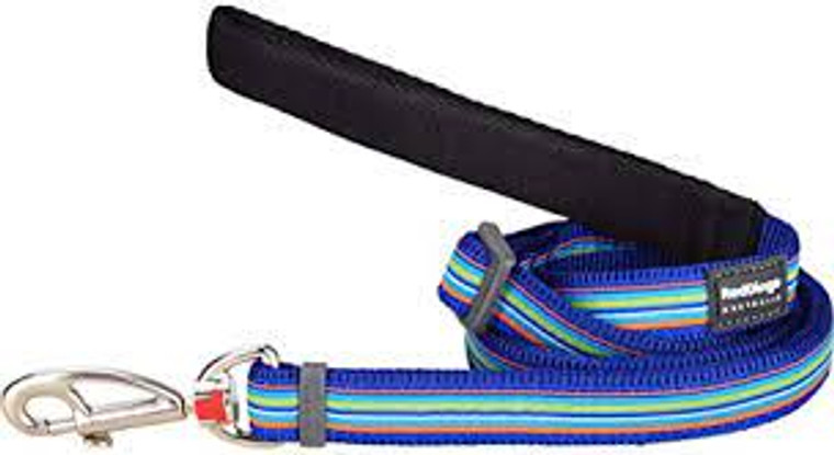 Red Dingo Dog Lead Horizontal Stripes Navy 20mm X 1.2m