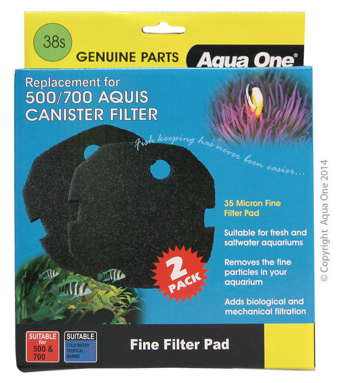Aqua One Sponge Pad - Black (35ppi) - 500/700 Aquis (2pk)