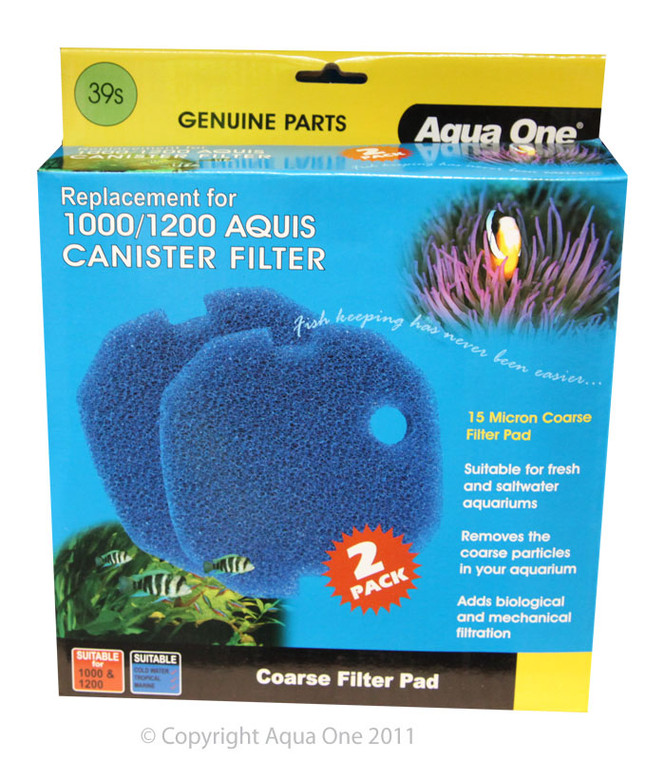 Aqua One Sponge Pad - Blue (15ppi) - 1000/1200 Aquis (2pk)