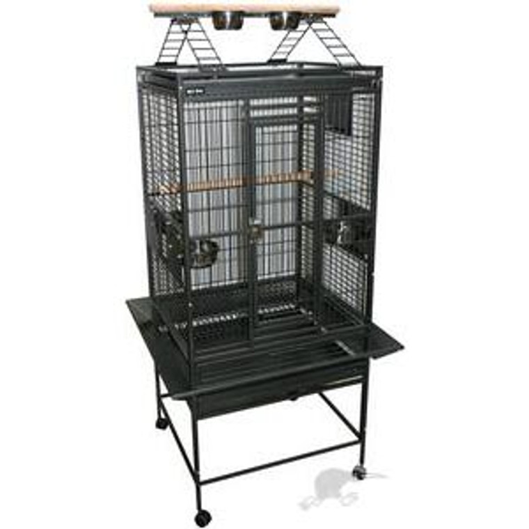 Avi One Parrot Cage - 242SB With Play Pen Silver/Black 76.5x71.5x158cm