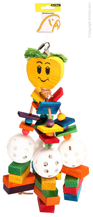 Avi One Parrot Toy Wood Apple With Blocks