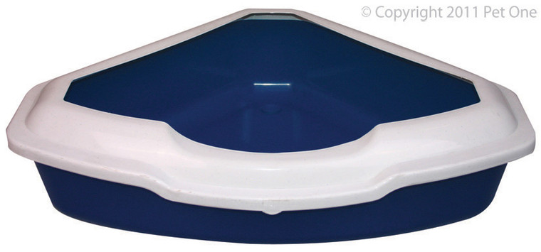 Pet One Litter Tray - Corner Large W/Lid 42x56x14cm